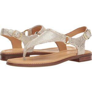 Sperry Abbey Sparkle Platinum Leather Buckle Sandals 8